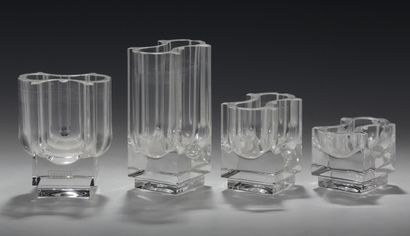 SAINT-LOUIS - SET OF FOUR DOUBLE TUBE VASES...