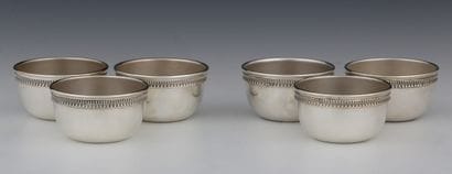 SET OF 6 RINCE-DOIGTS OR COUPELLES in silver...