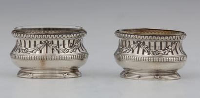 PAIR OF SMALL OVAL SALON with silver and...