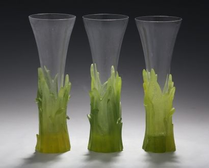 DAUM FRANCE - SET OF 3 CHAMPAGNE FLUTHS with...