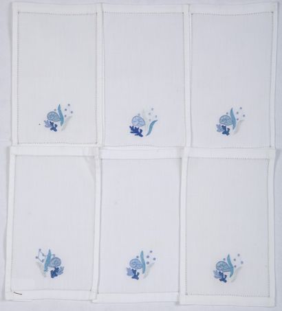 SET OF 6 LUNCH TOWELS in embroidered white...