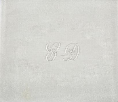 SET OF 12 TOWELS in white cotton damask embroidered...
