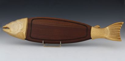 Mahogany and gilded metal SALMON BOARD Modern...