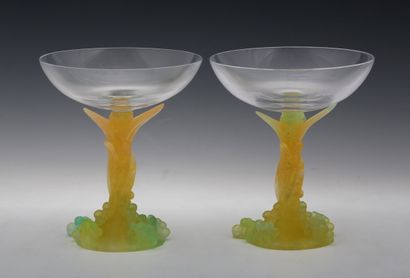 DAUM FRANCE - SET OF 8 LARGE CHAMPAGNE Goblets...