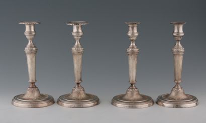 A SET OF 4 FLAMPS in re-silvered bronze in...