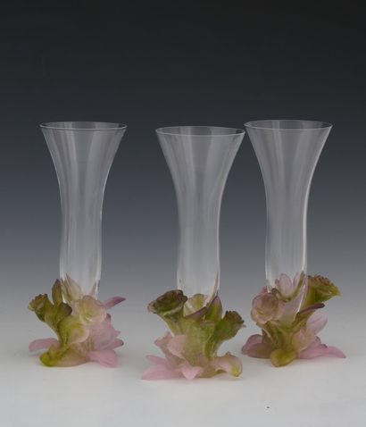 DAUM FRANCE - ROSE MODEL - 5 LARGE CHAMPAGNE...