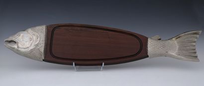 SALMON BOARD in exotic wood and pewter Modern...