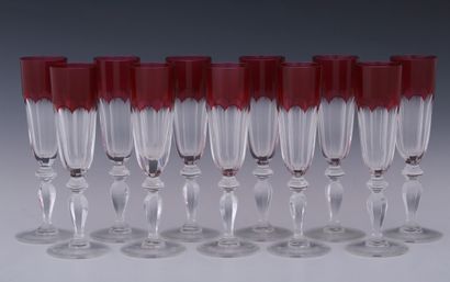 SAINT LOUIS - SET OF 11 CHAMPAGNE FLUTES...