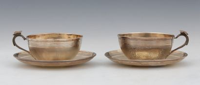 Pair of tea cups and their saucer in Minerva...