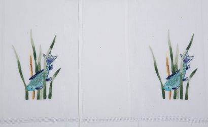 VALOMBREUSE - 2 rectangular guest towels...