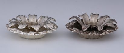 TIFFANY - PAIR OF TABLE CANDLES silver flowers...