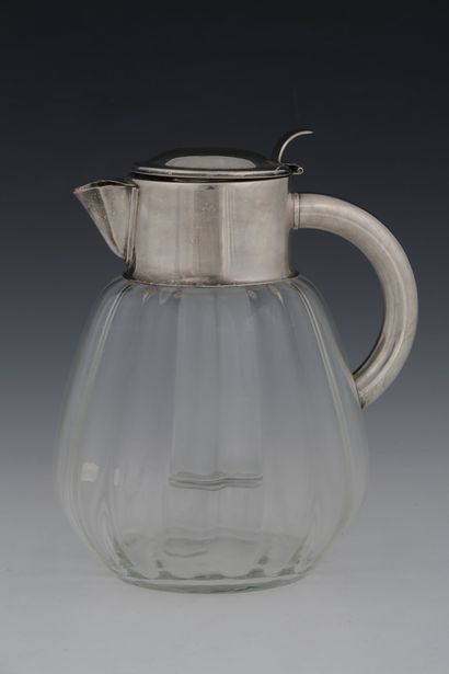 Glass ORANGEADE BROC with cut sides and silver...