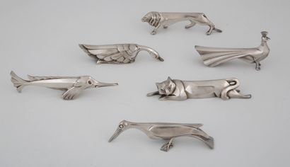 CHRISTOFLE GALLIA - SET OF 6 ZOOMORPHES HOLDERS...