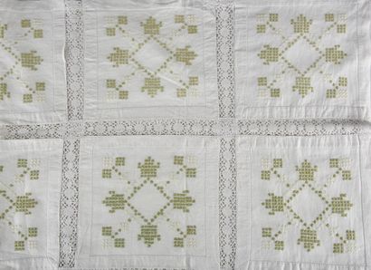 RECTANGULAR NAPPE in embroidered white linen...