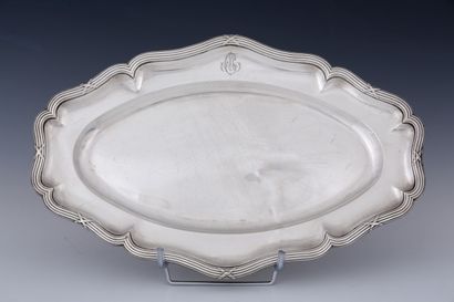 Oval silver platter with a moving edge, Minerva...