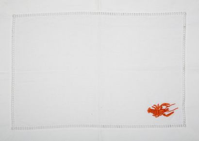 SET OF 4 TABLE SETS in white linen embroidered...