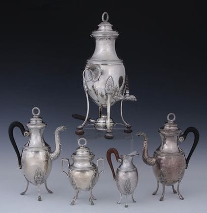 SERVICE A THE CAFE 5 PIECES in silver Minerve...