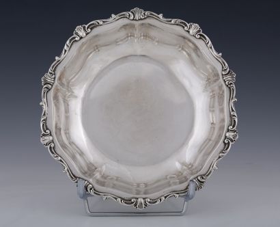 ROUND LEGUMIER with rim and ribs in silver...