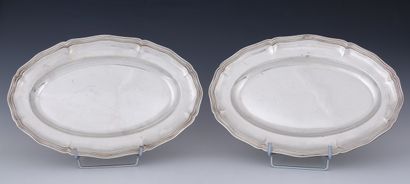 CHRISTOFLE - PAIR OF OVAL PLATES with moving...
