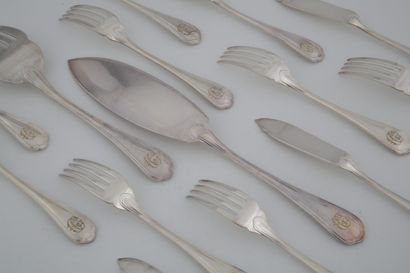 CHRISTOFLE - SPATOURS MODEL - 14 PIECES FISH...