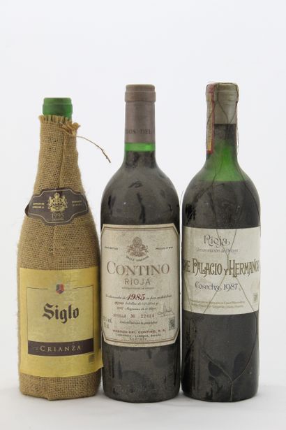 3 Bouteilles RIOJA : 1 CONTINO 1985, 1 CRIANZA...