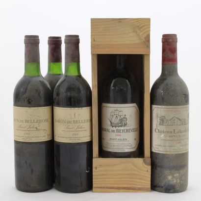 6 Bottles : 3 BARON DE BELLEROSE 1992, 1...