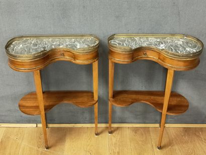 PAIRE DE PETITES TABLES DE FORME ROGNON de...