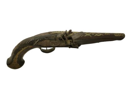 PISTOLET A SILEX XVIII-XIXEME SIECLES, corps...
