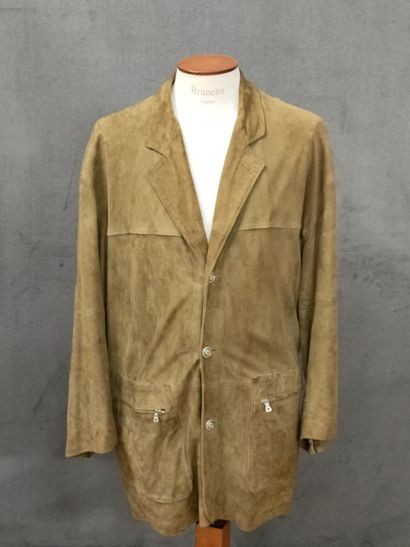 HUGO BOSS - VESTE D'HOMME en daim kaki, boutons...