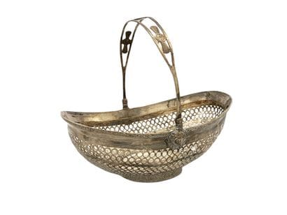 COUPE PANIER OVALE ajourée en argent 84 Zolotnic...