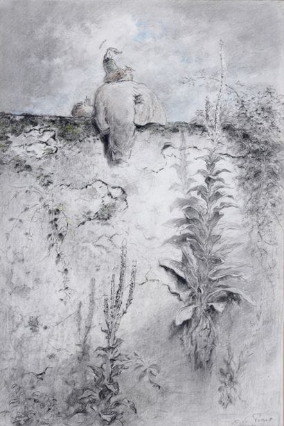 Paonne and her children on a wall

Charcoal...