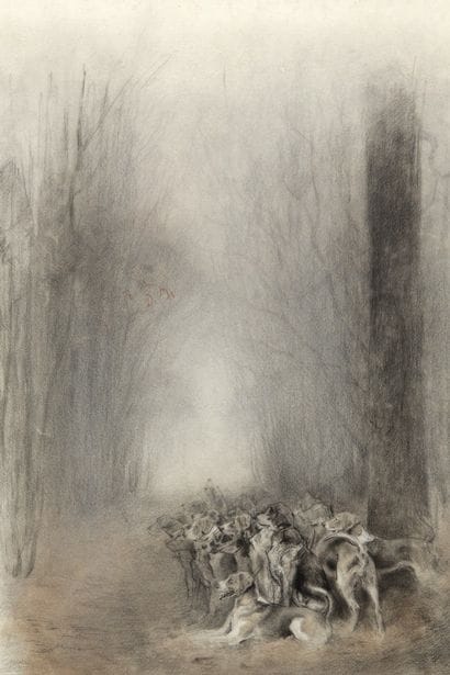Pack at work in the morning mist

Charcoal...