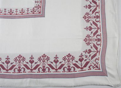 NAPPE RECTANGULAIRE en damassé de coton tricolore...