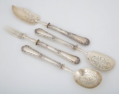 SERVICE A HORS-D'OEUVRE 4 PIECES en argent...