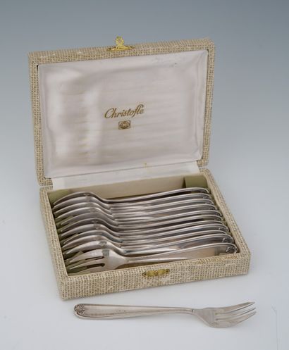 CHRISTOFLE - SET OF 12 SILVERED METAL CASTLE...