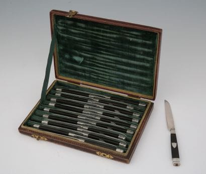 SET OF 18 Restoration period ebony and silver...
