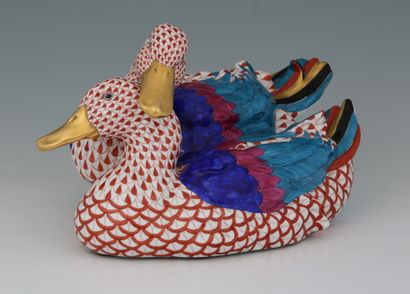 HEREND - GROUPE EN FORME DE DEUX CANARDS...