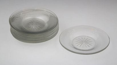 SET OF 9 plain cut crystal bread plates with...