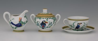 HERMES-LIMOGES, MODELE TOUCANS - 6 TASSES...