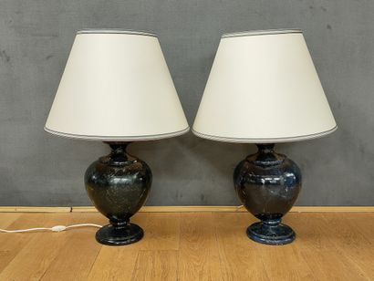 PAIRE DE LAMPES BALUSTRE Modernes en bois...