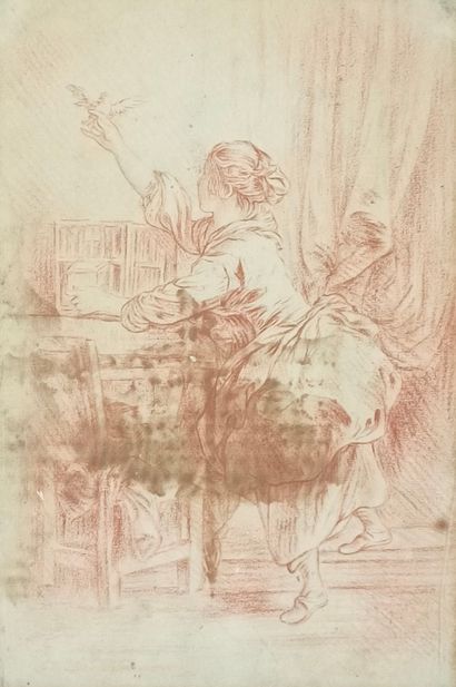 UN DESSIN ET DEUX GRAVURES de Style du XVIIIème...