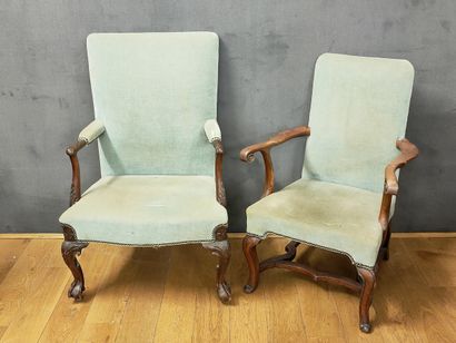 DEUX FAUTEUILS à dossier plat garni - Angleterre...