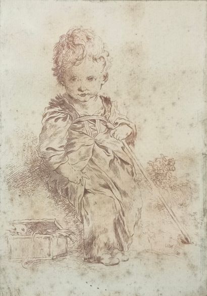 UN DESSIN ET DEUX GRAVURES de Style du XVIIIème...