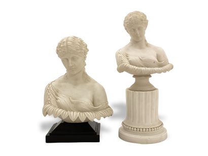 DEUX BUSTES DE JEUNE FILLES Circa 1880 en...
