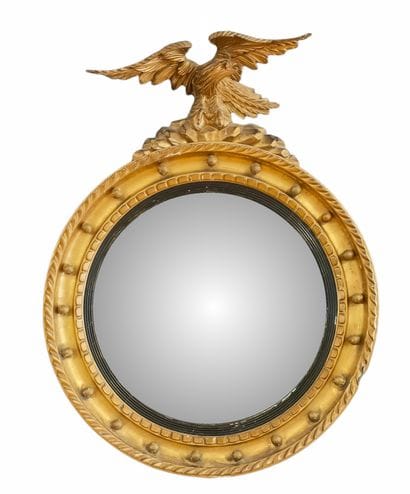 MIROIR ROND SORCIERE Angleterre Epoque Regency...