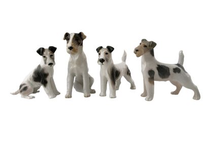 4 STATUETTES DE FOX-TERRIERS dans différentes...