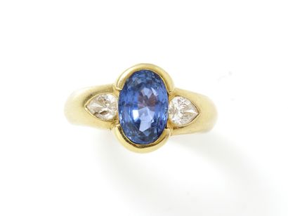 Bague jonc en or 750 millièmes, ornée d'un...