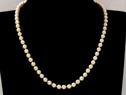 Collier composé d'un rang de perles de culture...