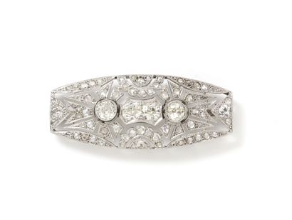 
Broche plaque en platine 850 et or gris...