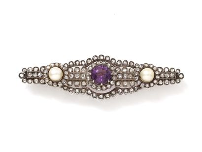 Broche en or 750 et argent 800 millièmes,...